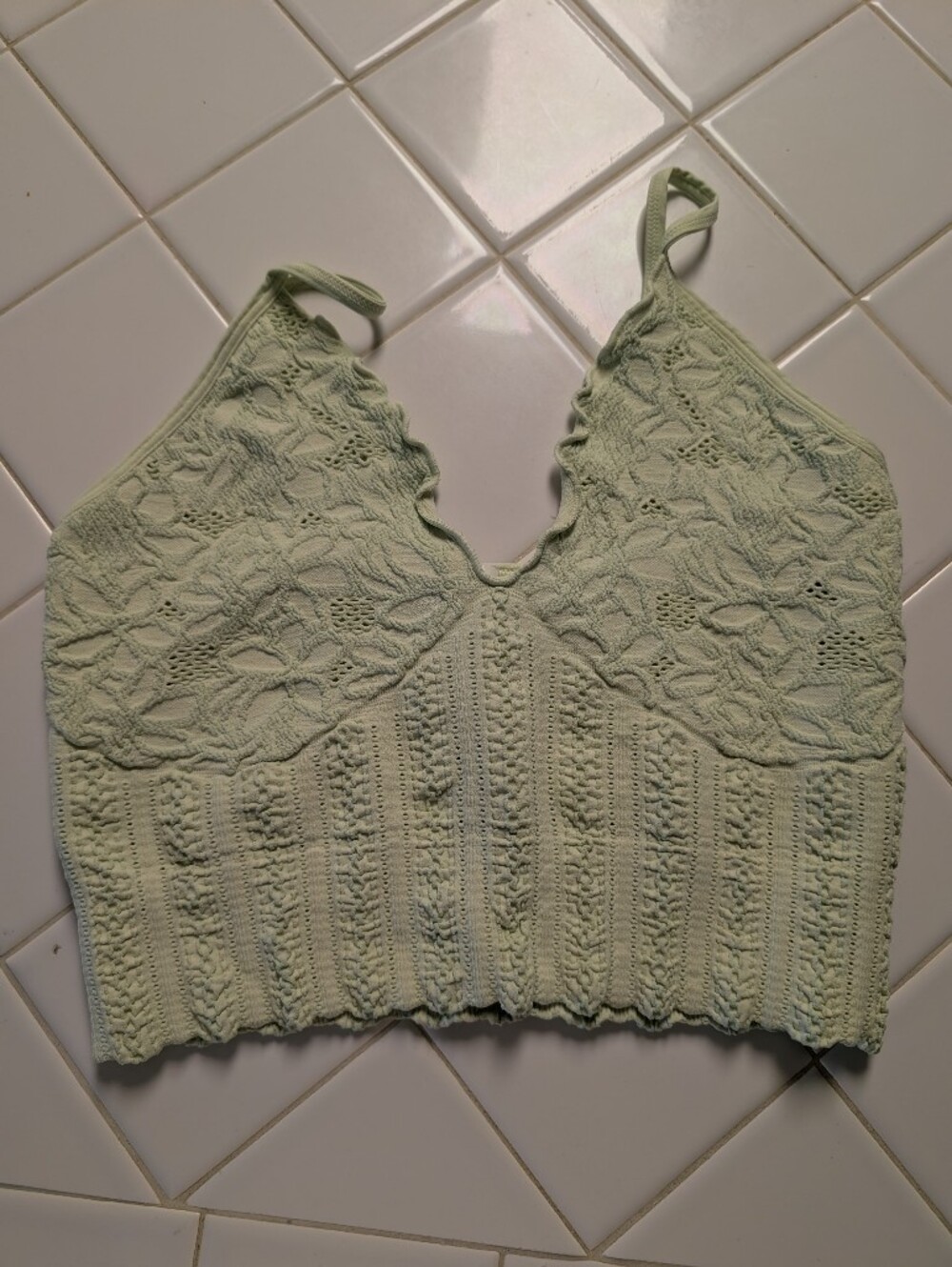 Nikibiki Light Green Crochet Lace Camisole